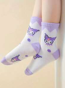 Sanrio 5 paires de chaussettes style 4 saisons Carto Anime, chaussettes mi-mollet bleues style Collège JK mignons avec motifs hello kitty, Kuromis, Cinnamorolls, My Melody, Pochaccos, Pom Pom Purins (Certaines parties peuvent être aléatoires)
