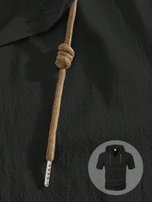 Men's Linen Short Sleeve Shirt, Solid Color Hooded Button-Up Cardigan, Loose Men's T-Shirt, 2025 Men's Lightweight Breathable Top, Gift For Boyfriend, Hoodie