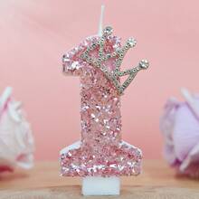 1 szt. Metaliczna różowozłota świeca urodzinowa z numeracją 0-9, romantyczna dekoracja tortu z preferowanym numerem, świąteczna świeca na tort rocznicowy, błyszcząca cyfra - Różowe złoto - Zobacz 11