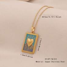 Freegrow 1pc Heart-Shaped 8-Pointed Star Fish Tarot Pendant Necklace, Suitable For Women Everyday Wear