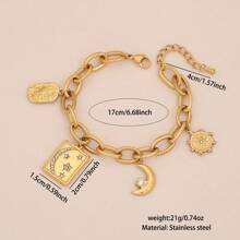 1pc Star & Moon Eye Stainless Steel Bracelet, Suitable For Women's Daily Wear