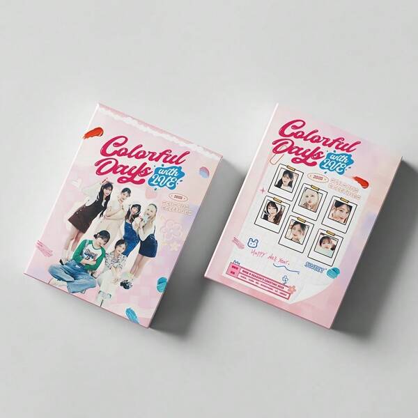 55 cartões fotográficos LOMO "Colorful Days" de K-POP - Cartões postais com design xadrez rosa, ótimos para fãs, cartões de boa sorte e agradecimento, coleções, elementos decorativos, cartões
