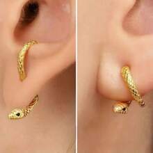 1 par de pendientes únicos diseñados con serpiente de cobre, con múltiples estilos de uso, pendientes de moda minimalistas para mujeres
