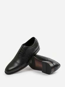 Where’s That From MICHAEL TEXTURED OXFORD LACE UP WORK DRESS SHOES - Black PU - View 4