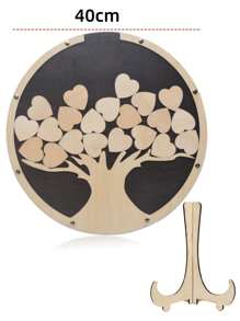 1Pc Wooden Graduation Season Signature Tree Tray, Wedding Sign-In Desk, Tree-Shaped Droplets On The Guest Message Book, Wedding Guest Book, Newborn Witness Signature Book, Creative Willow Leaf-Shaped Wedding Card Box Desktop Message Book Birthday Party Sign-In Board (With Display Stand And 30 Wooden Leaves)