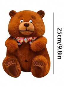 1 pieza Muñeco de peluche realista de oso marrón de 25 CM/9.8 IN, muñeco de peluche de oso de felpa de alta calidad con corbata de moño, regalo de cumpleaños, almohada de peluche de oso marrón de felpa suave, decoración del hogar, adorno para sofá, dormitorio, sala de estar, utilería escénica, regalo para amigos y familiares