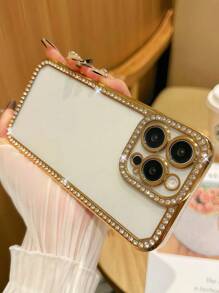 1pc Rhinestone Electroplated Laser Engraved TPU Phone Case Compatible With IPhone 7/8/SE2/7Plus/8Plus/X/XS/XR/XS Max/11/11 Pro/11 Pro Max/12/12 Pro/12 Pro Max/13/13 Pro/13 Pro Max/14/14 Pro/14 Plus/14 Pro Max/15/15 Pro/15 Plus/15 Pro Max, Protective Cover