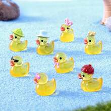 10/20/30/50/80Pcs Mini Resin Duck, Luminous Glow In The Dark Tiny Figures Duck Funny Miniature Resin Figurines Duck Small Cartoon Character Duck For Home Car Office Decor Teenager Party Favors(Random Color) - Multicolor - View 2