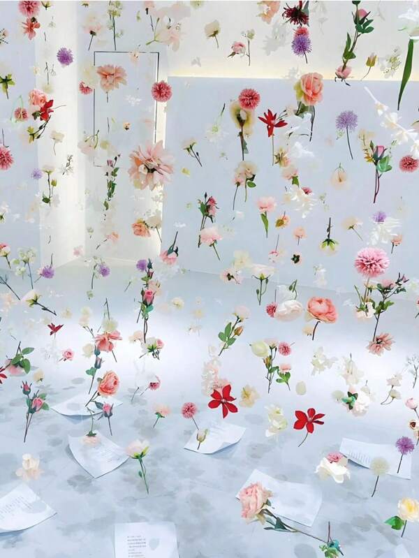 21pcs/Set Multicolor Hanging Flower DIY Flower Curtain Material Package With Artificial Flowers And Fishing Line, Simulation Flower Hanging Interior Decoration, Wedding Arch Decoration, Party Background Decor, Flower Pendant Ornaments, Wedding Room Layout, Bridal Shower Party, Birthday Party, Baptism Party Decoration