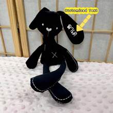 1 Juguete de peluche con texto bordado personalizado, las orejas de conejo se pueden bordar con la fecha de nacimiento o el nombre, para calmar al juguete de conejo, sin llanto ni irritabilidad, material seguro, regalo del Día de San Valentín, regalo de Año Nuevo, adecuado para parejas, personas mayores, regalos conmemorativos de cumpleaños, opciones de color de bordado, textura suave, regalo sorpresa, regalo para nuevas madres, regalo de cumpleaños, regalo sorpresa, regalo para la temporada de graduación, regalo para la temporada del inicio del año escolar, regalo de cumpleaños