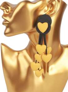 MARLIWOO 1 Pair Bohemian Style Heart Tassel Decorated Vintage Long Earrings For Women