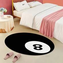 1pc Black 8 Ball Billiard Pattern Rug, 750g Velvet + Dot Plastic Bottom, Modern Personalized Creative Fluffy Soft Decorative Round Carpet, Suitable For Living Room, Bedroom, Entryway, Tatami, Balcony, Game Room, Boys/Girls Bedside Rug, Home Decor Bedroom Decor Room Decor Aesthetic Room Decoration Stuff Living Room Decor Rugs