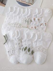 1/8/16 Pairs Summer Thin Crystal Socks, Hollow Breathable Short Socks, White Invisible Ankle Socks, Ultra Thin Mesh Net Socks Christmas Gift - Multicolor - View 6