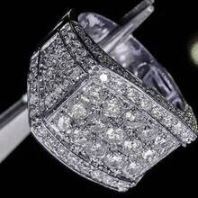 A New Fashionable, Light Luxury, Atmospheric Hip-Hop Style Men's Inlaid Artificial Diamond Decorative Ring - Bạch kim - Xem 4
