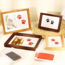1-Piece Pet Paw Print Commemorative Kit, Ink Suitable For Cats And Dogs, DIY Memory Art, Durable Wooden Material, Captures Your Pet's Paws To Leave Lasting Memories And Nostalgia.