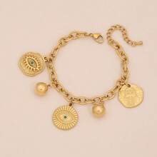 1pc Star & Moon Eye Stainless Steel Bracelet, Suitable For Women's Daily Wear