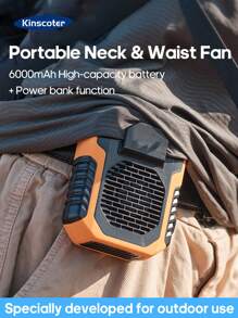 kinscoter 1 pezzo Accessorio da viaggio ricaricabile da 6000 mAh per vita, vita da campeggio, boccetta 'aria condizionata, power bank, neck life personale, ventilad Re Mini fan ricaricabile