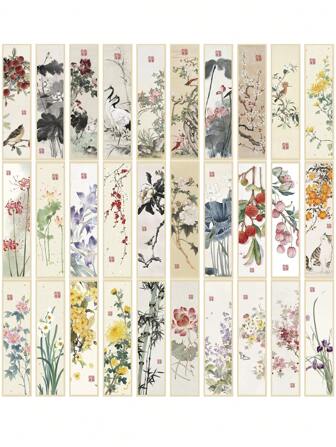 60pcs Watercolor Ink Style DIY Paper Bookmarks Series, Minimalist Stationery Creative Material, Student/Book Decoration Cards, Reading Mark Cards, Back To School Essential, Reading Essential