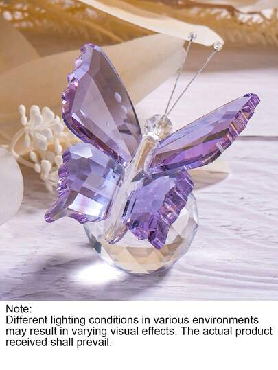 A Blue Crystal Butterfly Ornament, Purely Handcrafted, Made Of Geometric Crystal Material, Featuring A Lightweight Luxurious And Creative Transparent Crystal Butterfly Design, Suitable As A Gift For Valentine's Day, Halloween, Christmas, And Birthday Parties.