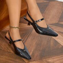 Sapatilhas femininas elegantes, confortáveis, pretas, com bico quadrado, minimalistas, adequadas para festas, banquetes, feriados, boates, sapatos versáteis de salto grosso - Preto - Ver 8