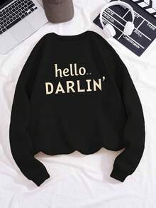 Hello DARLIN Women's Fashion Sweatshirts - Black - View 1