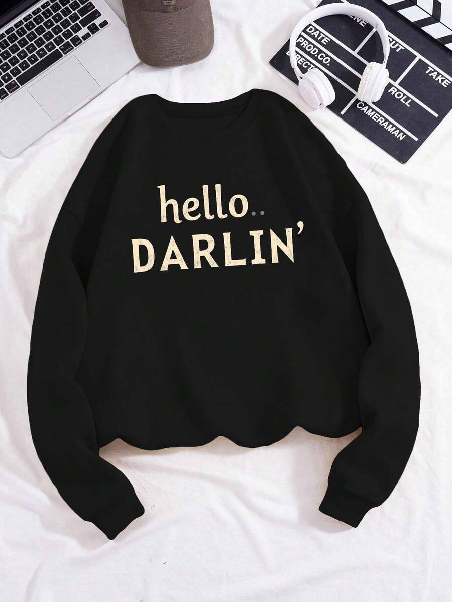 Hello DARLIN Women's Fashion Sweatshirts - Black - View 1