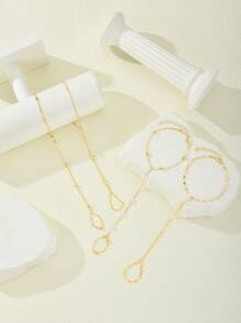 Conjunto de 4 peças/conjunto de pulseiras de dedo com pérolas falsas e strass simples, férias femininas, encontro, presente, casual, acessórios de festa combinando