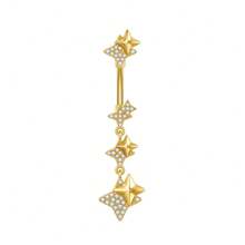 1pc Thick 0.03μ White Gold Plated Copper Zirconia Heart Shaped Stylish Sexy Belly Button Ring