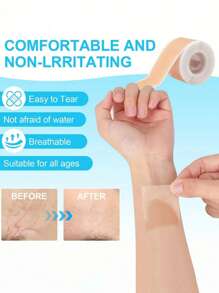 Nastro per coprire le cicatrici, traspirante e flessibile, adesivo per cicatrici invisibile beige chiaro, adatto per cicatrici chirurgiche, iperplastiche, post-partum e da ustioni, copertura invisibile per grandi aree di collo e corpo (impermeabile)