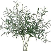 1/3/40PCS Olive Branch Artificial Plant Green Leaf Stem Olive Leaf Fake Silk Plant Artificial Green Leaf Wedding Bouquet Arch Decoration Table Flower Arrangement Center Decoration Vase Filling For Family Party Decoration, Valentine's Day, Gifts - Green - View 5