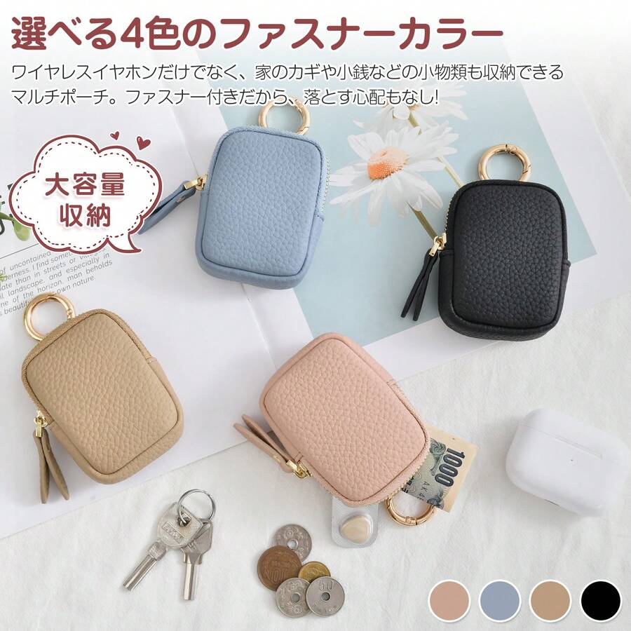 ヘッドホン収納袋 旅行用耳栓 ミニカメラキーホルダー イヤホン収納袋 旅行イヤホンキャリングケース バルクイヤホン 軽量小銭入れ 財布 サイクリングミニバッグ かわいい 通勤 通学 男女兼用 - ブルー - チェックする 1