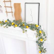 1 vòng hoa chanh nhân tạo rực rỡ/Mây - Lá khuynh diệp và chanh vàng, Hoa nhân tạo, Hoa giả, Cây nhân tạo, Đồ trang trí nhân tạo, Trang trí nhà cửa, Trang trí phòng ngủ, Đồ dùng tiệc tùng, Trang trí nhà cửa, Trang trí nhà, Cây mùa hè, Trang trí Boho - Cây bạch đàn nước 36 nhánh dây leo chanh - Xem 2