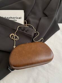 2025 New Women's Metal Decor Personalized Design Shoulder Crossbody Bag - Brown - View 5