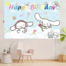 Telón de fondo decorativo de Sanrio, tela con tema de dibujos animados lindos - Hello Kitty, My Melody, Kuromi, Cinnamoroll, Pochacco, adecuado para fiestas, fotografía, interior/exterior, decoración del hogar