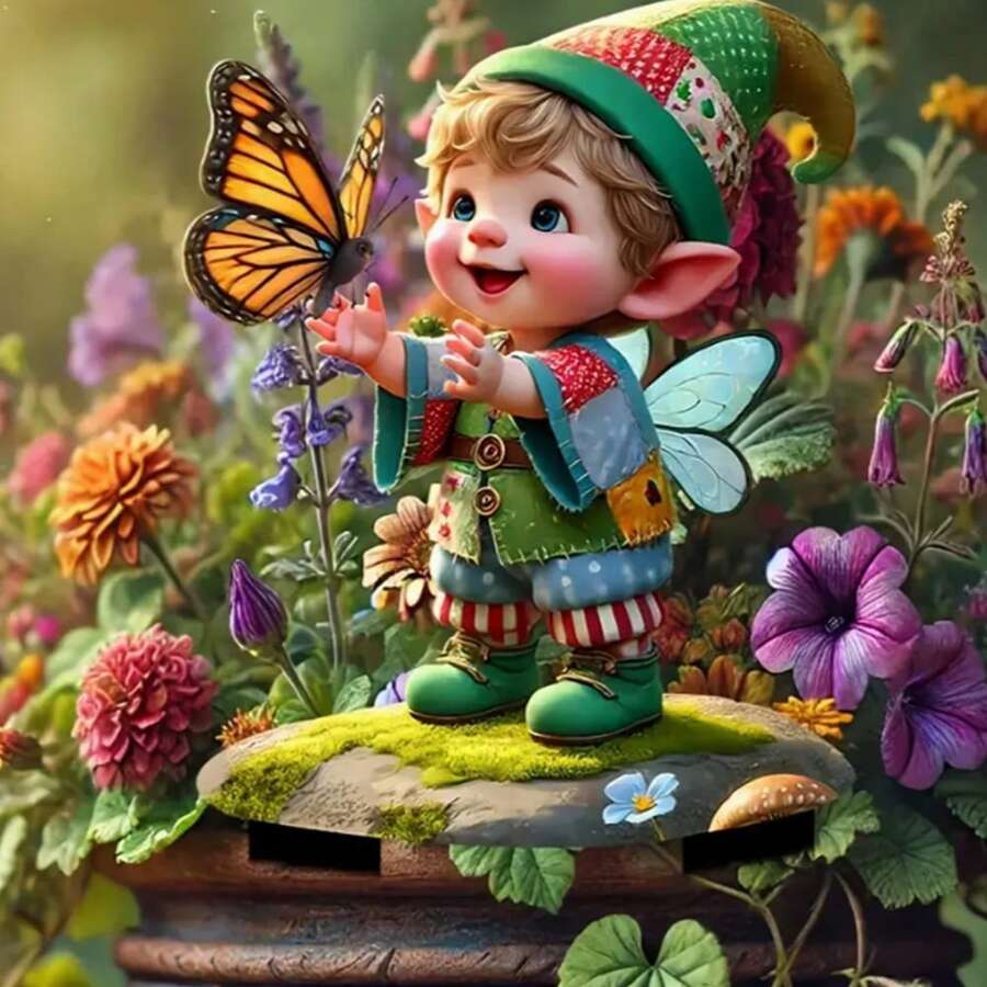 1/2个异想天开的波西米亚风矮人和蝴蝶亚克力花园插牌，色彩鲜艳的户外装饰，适用于花盆、露台和草坪，防水防刮，是送给家人和朋友的完美节日礼物，花园配件，2D - 多色-地插 - 查看 1