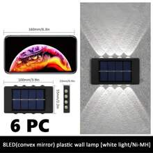6pcs/1pc Outdoor Solar Wall Lights, Easy Installation, 8/10 LED Waterproof Up & Down Lighting Decorative Lamps, Suitable For Garden, Yard, Park, Wall