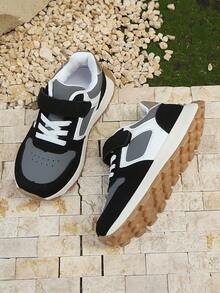 1 Pair Boys' Casual Versatile Comfortable Canvas Hook And Loop Sneakers, Suitable For School, Outdoor, All Seasons - Multicolor - View 3