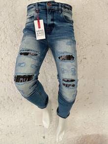 Jeans Skinny Rotos con Parches para hombre: Rebeldía con Estilo Seguro. Bary Urban - Lavado ligero - Ver 4
