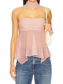 Elevate Your Style With Our Chic Polyester Tank Tops And Camisoles In Black And Ivory White - Pink - View 1