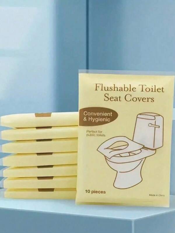 100/50/20/10 Pieces,10pcs/Pack Disposable Toilet Seat Covers, Water-Soluble Portable Toilet Seat Covers, Portable Travel And Business Toilet Cushions, Toilet Covers, Essential Accessories For Airplane Travel, Camping, Bathroom Accessories, Bathroom Supplies
