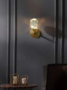 1PC Golden Crystal Wall Sconce, LED Crystal Wall Sconce For Bedroom/Living Room/Office/Coffee Shop Home Decorative Wall Sconces, Room Decorative Lighting