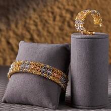 2 pièces Set Bracelet chaîne de perles à double rang artisanal italien et Bague à perles en cuivre réglable, multicolore, pour port quotidien et cadeau pour la mère - Ensemble 2 pièces - Voir 8
