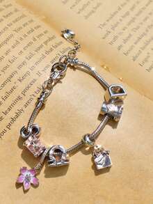 1 件粉色樱花手链、12 生肖纪念手链、行李箱和购物袋纪念手链、可爱花朵手链 - 粉色 - 查看 7