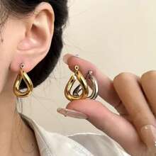 1 Paar einzigartige verdrehte Edelstahl Ohrringe, minimalistisch eleganter Luxus Modeschmuck für Frauen