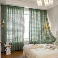 1pc Boho Style Sheer Curtain Panel With Vintage Garden Lace Pattern, Rod Pocket Hanging, Breathable Translucent Fabric, Suitable For Bedroom, Living Room, Office - Machine Washable, Transparent, Room Divider