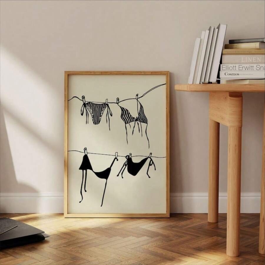 1 buc bikini vintage pentru rufe, fete, fete, moderne, pentru decor de acasă și birou, perfect pentru sufragerie, dormitor, bucătărie și mai mult decor, cadou, cadru opțional - Multicolor - Vizualizare 1