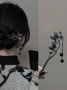 1Pc New Chinese Style Butterfly Flower Tassel Hair Stick For Women Vintage Metal Hanfu Chopstick Hair Sticks Hair Accessories Hair Bun Hair Pin Hair Bun Maker Bun Hair Piece Hair Styling Pins, School Stuff, Head Accessories - Multicolor - View 6