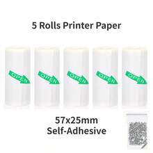 5 Rolls Of White Adhesive Printer Paper For Mini Printer