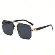 1pc Men's Premium Fashionable Gold-Tone Metal Frame Glasses, Suitable For Driving, Travel, Outdoor Activities For Summer Beach Vacation,Outdoor,Travel