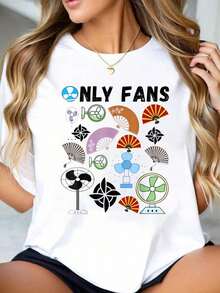 Only Fans Joke Funny Ventilators &Amp;   Fans Set Adult Men Women-Shirt White Summer Tops Women Graphic Tees Women Summer Tops White Top Graphic Tees Women Art-Shirt Women - 白色 - 查看 1